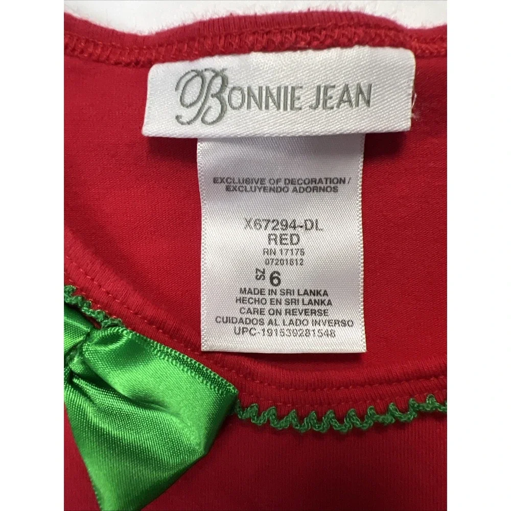 Bonnie Jean‎ Girl's 6 Reindeer Striped Colorful Gems Christmas Dress Tunic Top